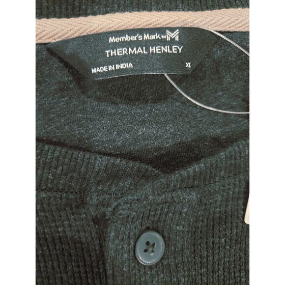 NWT  Members Mark Thermal Waffle Knit Henley Layering Shirt  Color  Blk Size :XL - Picture 3 of 5